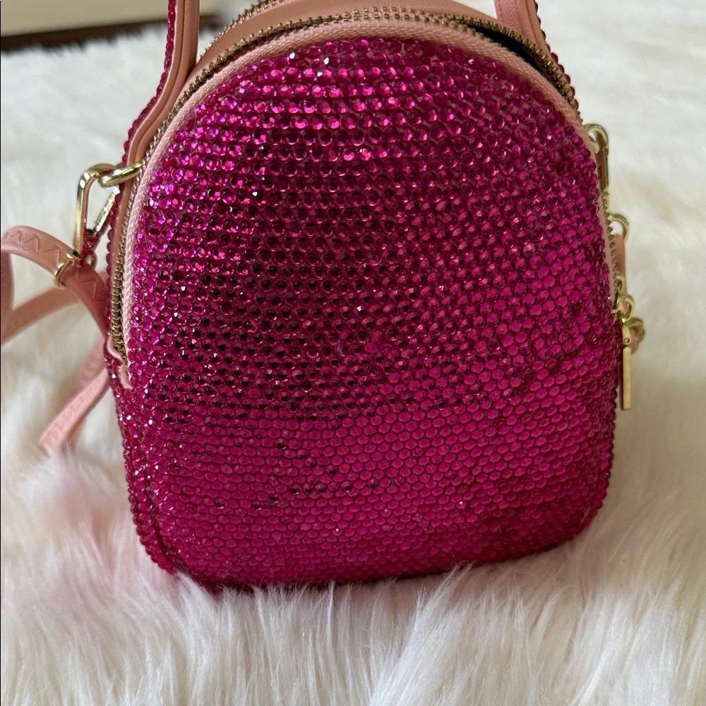 Pink Rhinestone Backpack Purse - Picture 3 of 7